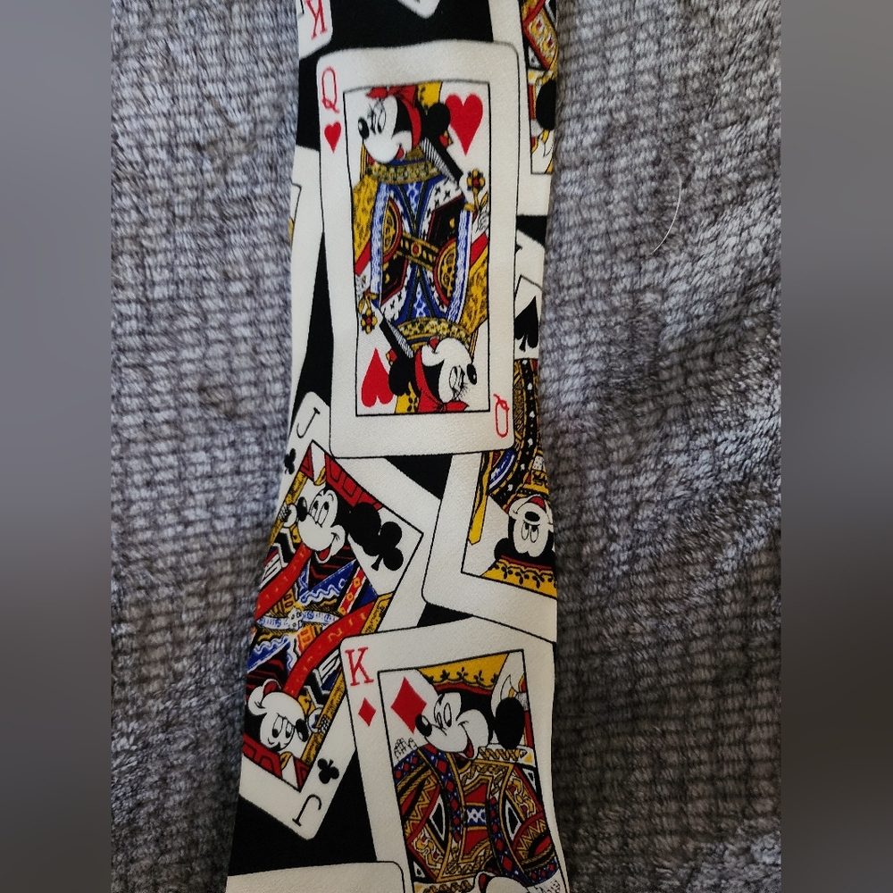 Disney Mickey Mouse Playing Card Design Men's Tie - Picture 2 of 2